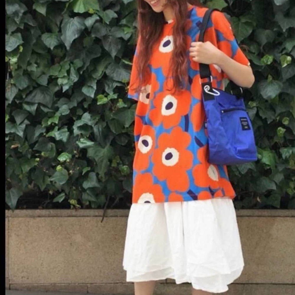 Marimekko Punkti Unikko Long Cotton Tunic T Shirt Size Large (L) - Picture 3 of 12